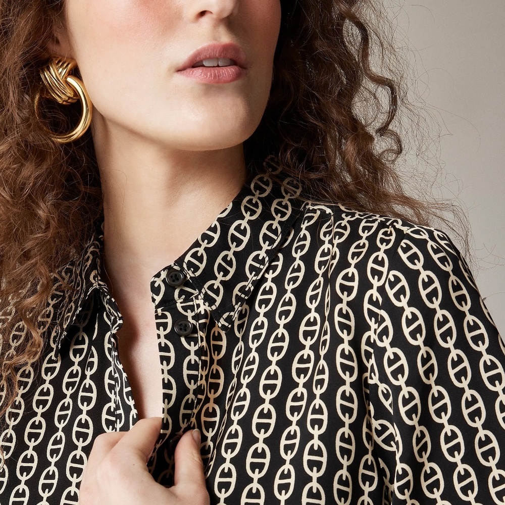 J.Crew Amelia Popover Shirtdress in Chain Print - Picture 3 of 7